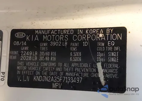 2015 Kia Soul z USA, uszkodzony, nr VIN KNDJN2A25F7133497